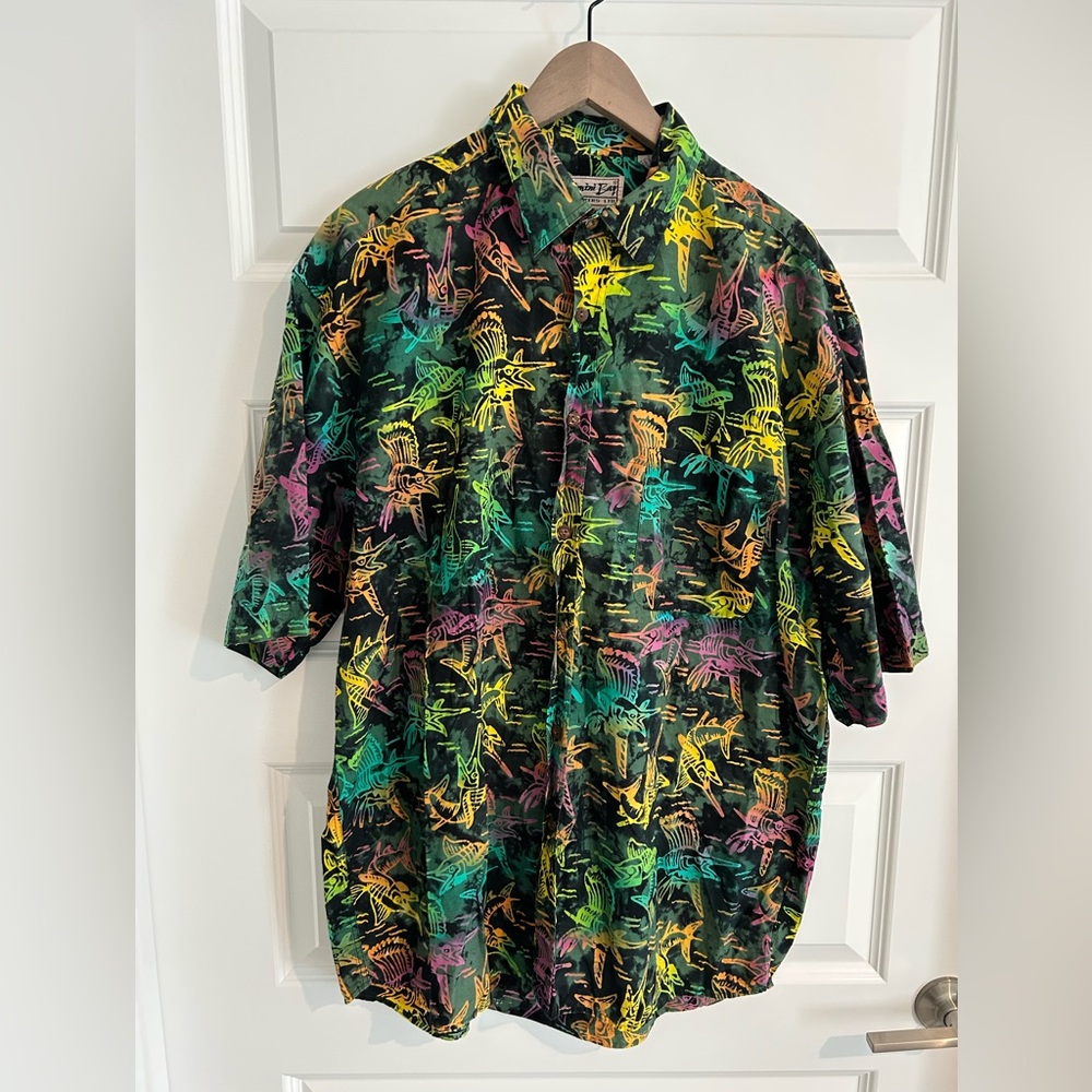 Bimini Bay Men’s Neon Sailfish Shirt Green Yellow Size XL